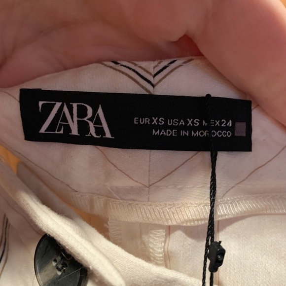 Zara Striped Skort in Ivory and Tan XS NWT - Picture 4 of 7